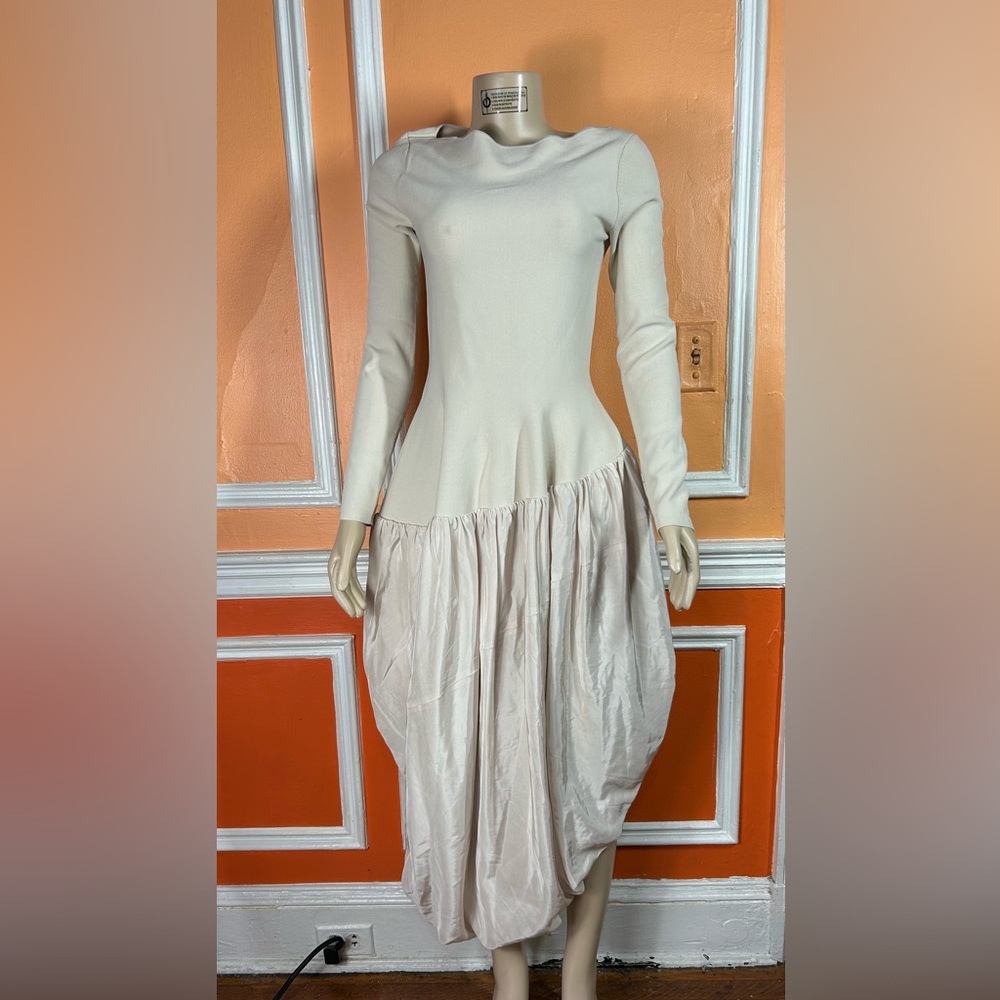 SIMKHAI

Angela Asymmetric Long-Sleeve Combo Midi-Dress